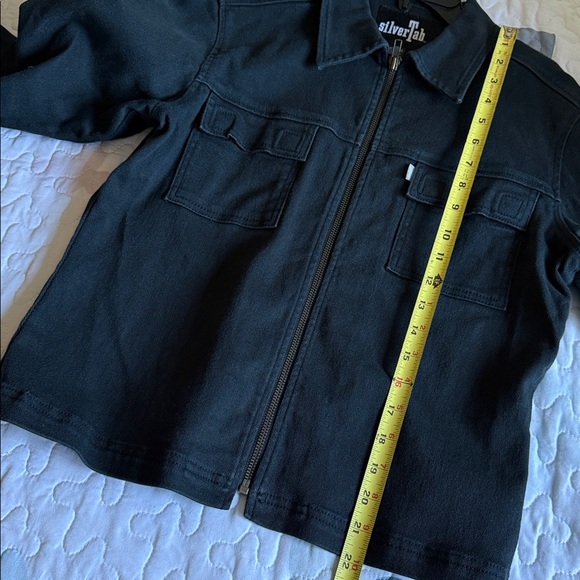 Vintage Levi's Silvertab Black stretch Jean Jacket zippered closure Medium - Picture 13 of 15